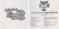 Front
                page and tracklist in PaRappa The Party Mix's booklet.