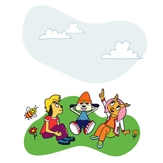 Official art by Rodney Greenblat featuring
                                  PaRappa, Matt and Paula looking up to the
                                  sky