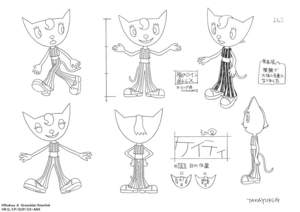 The second of two known reference sheets of
                                  Katy Kat for the PaRappa anime, revealed at
                                  Production I.G's 40th Anniversary exposition.