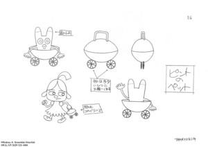 A reference sheet of Uee (featuring Pinto) for
                                  the PaRappa anime, revealed at Production I.G's
                                  40th Anniversary exposition.